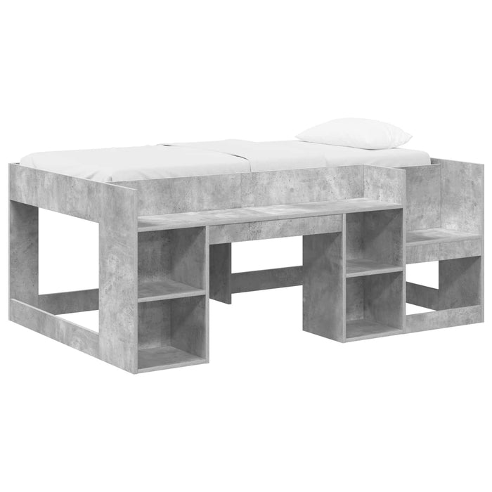 Cadru de pat pentru copii cu depozitare Gri Beton 80 x 160 cm WALTI