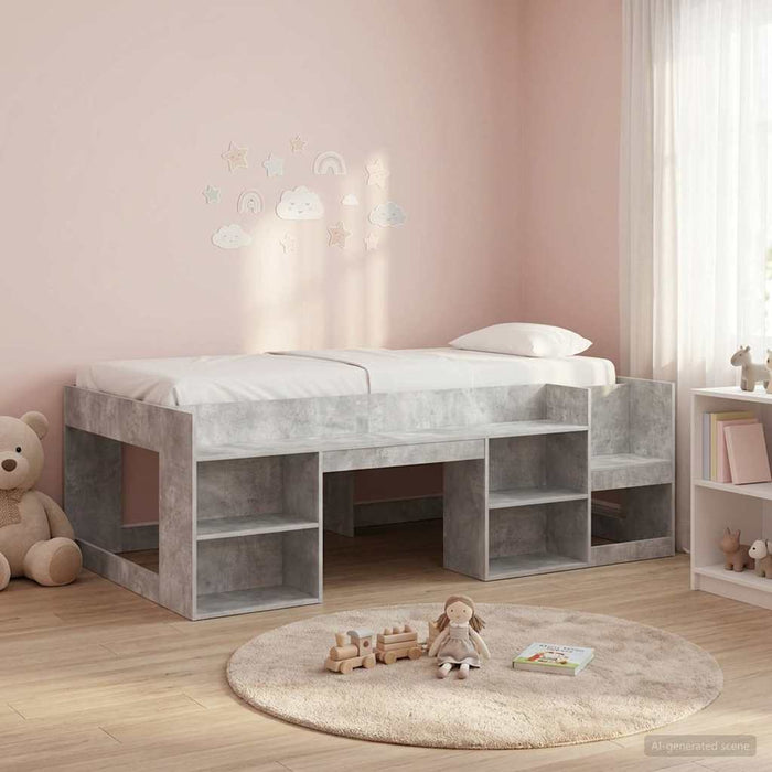 Cadru de pat pentru copii cu depozitare Gri Beton 90 x 190 cm WALTI