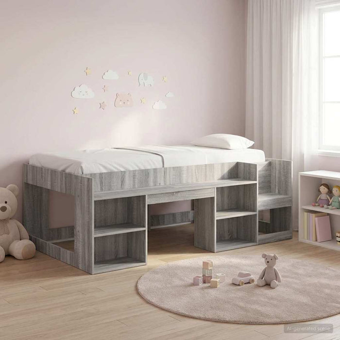 Cadru de pat pentru copii cu depozitare Sonoma gri 90 x 190 cm WALTI