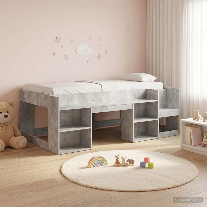 Cadru de pat pentru copii cu depozitare Gri Beton 75 x 190 cm WALTI