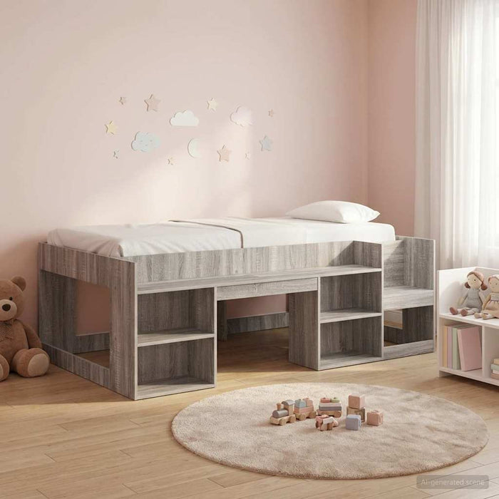 Cadru de pat pentru copii cu depozitare Sonoma gri 75 x 190 cm WALTI