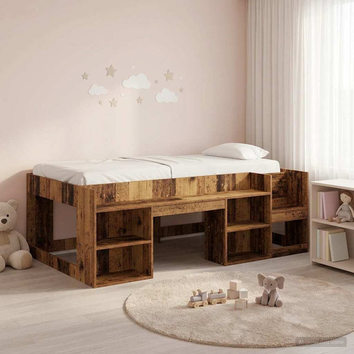 Cadru de pat pentru copii cu depozitare Lemn vechi 75 x 190 cm WALTI