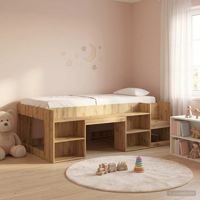 Cadru de pat pentru copii cu depozitare Stejar Artizanal WALTI
