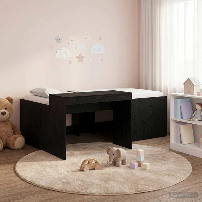 Cadru de Pat Înalț pentru Copii cu Birou Negru 80 x 200 cm WALTI