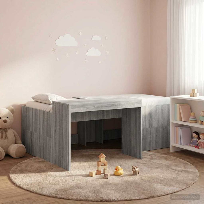 Cadru de Pat Înalț pentru Copii cu Birou Sonoma gri 80 x 200 cm WALTI