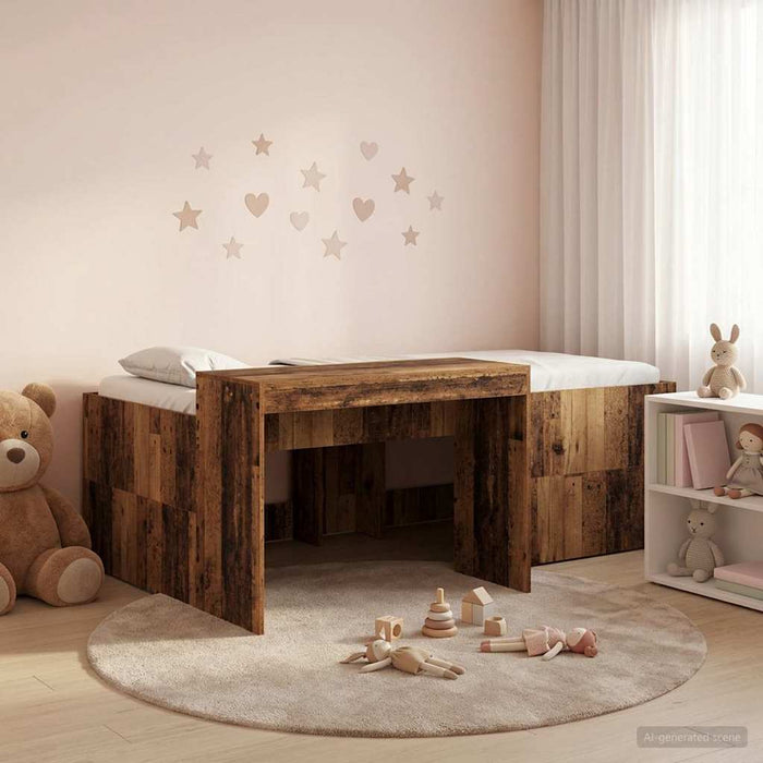 Cadru de Pat Înalț pentru Copii cu Birou Lemn vechi 80 x 200 cm WALTI