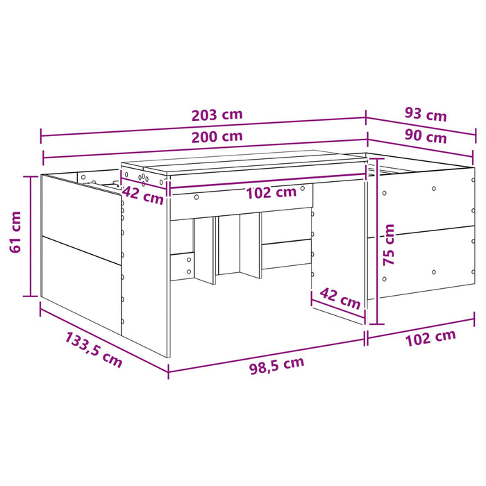 Cadru de Pat Înalț pentru Copii cu Birou Alb 90 x 200 cm - WALTI WALTI