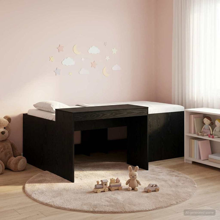 Cadru de Pat Înalț pentru Copii cu Birou Negru 90 x 200 cm WALTI