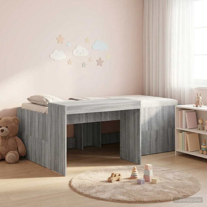 Cadru de Pat Înalț pentru Copii cu Birou Sonoma gri 90 x 200 cm WALTI