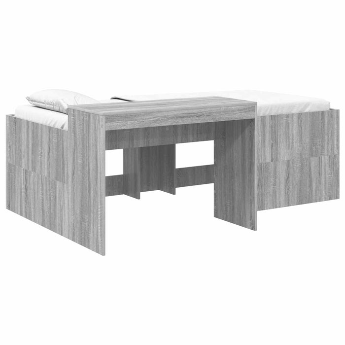 Cadru de Pat Înalț pentru Copii cu Birou Sonoma gri 90 x 200 cm WALTI