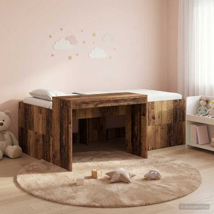 Cadru de Pat Înalț pentru Copii cu Birou Lemn vechi 90 x 200 cm WALTI