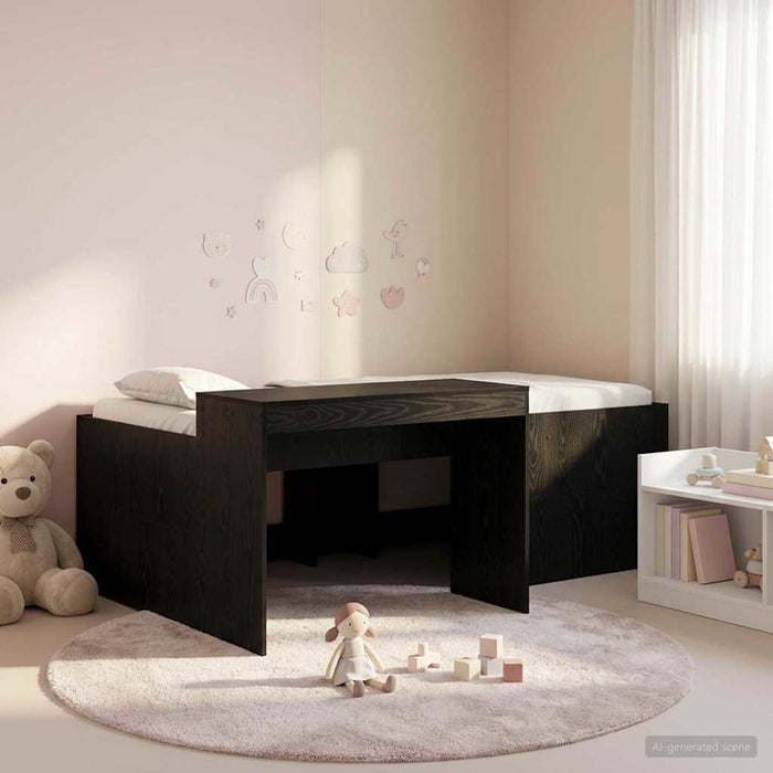 Cadru de Pat Înalț pentru Copii cu Birou Negru 98.5 x 200 cm WALTI
