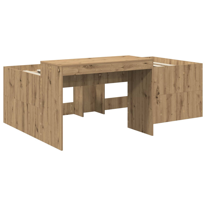 Cadru de Pat Înalț pentru Copii cu Birou Stejar Artizanal WALTI