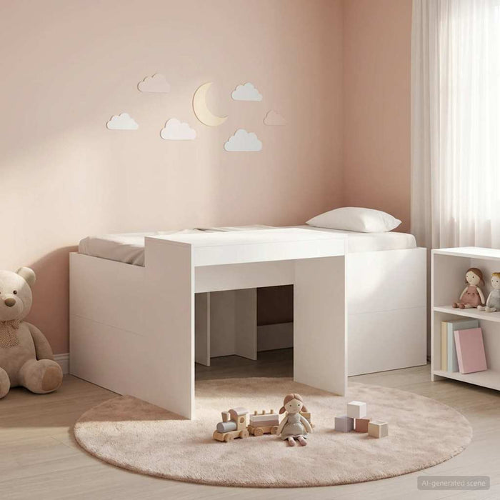 Cadru de Pat Înalț pentru Copii cu Birou Alb 80 x 160 cm WALTI