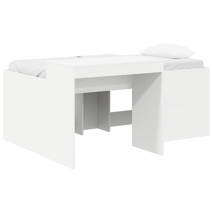 Cadru de Pat Înalț pentru Copii cu Birou Alb 80 x 160 cm WALTI