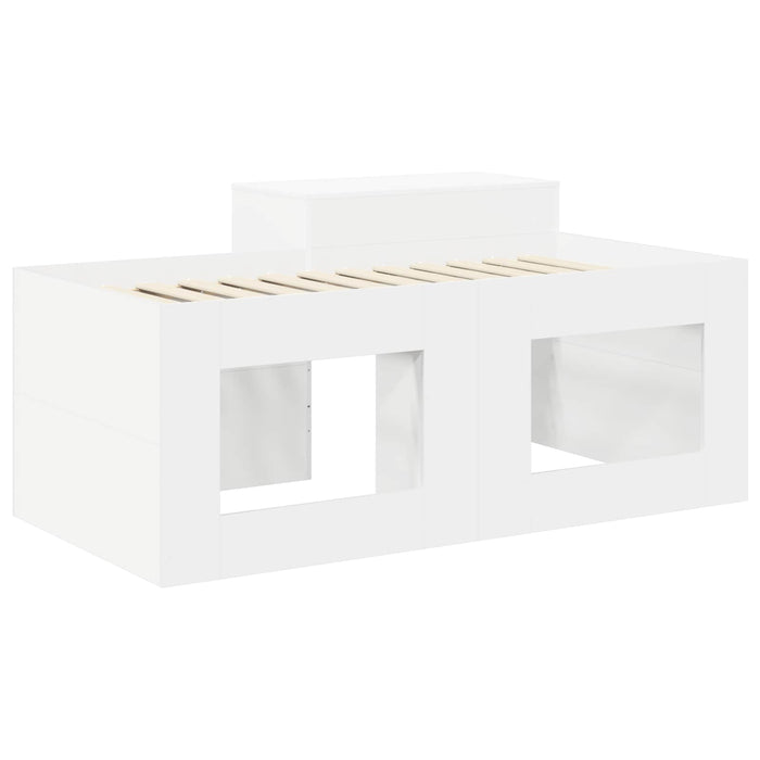 Cadru de Pat Înalț pentru Copii cu Birou Alb 80 x 160 cm WALTI