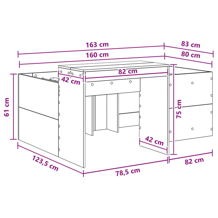 Cadru de Pat Înalț pentru Copii cu Birou Alb 80 x 160 cm WALTI