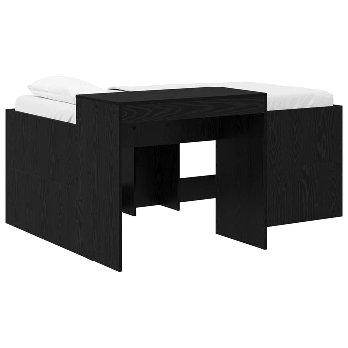 Cadru de Pat Înalț pentru Copii cu Birou Negru 80 x 160 cm WALTI