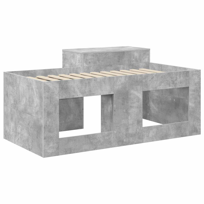 Cadru de Pat Înalț pentru Copii cu Birou Gri Beton 80 x 160 cm WALTI