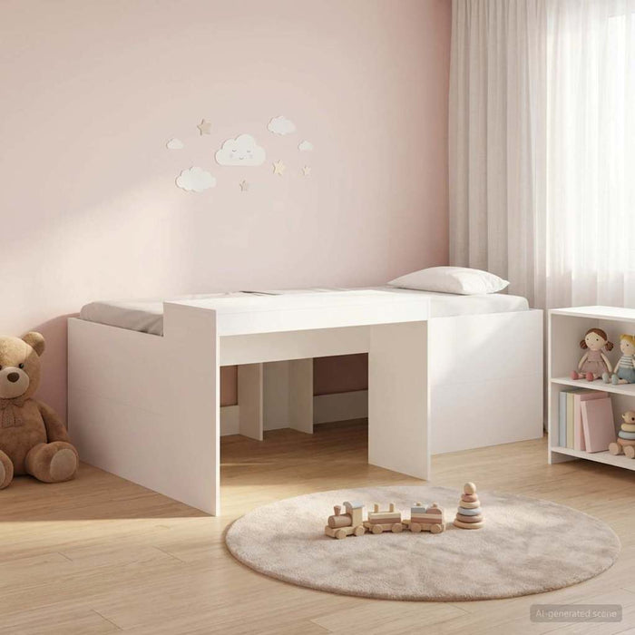 Cadru de Pat Înalț pentru Copii cu Birou Alb 75 x 190 cm WALTI