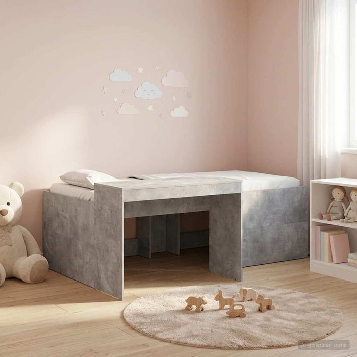 Cadru de Pat Înalț pentru Copii cu Birou Gri Beton 75 x 190 cm - WALTI WALTI