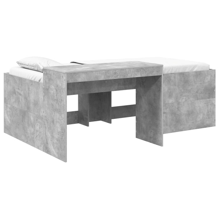 Cadru de Pat Înalț pentru Copii cu Birou Gri Beton 75 x 190 cm - WALTI WALTI