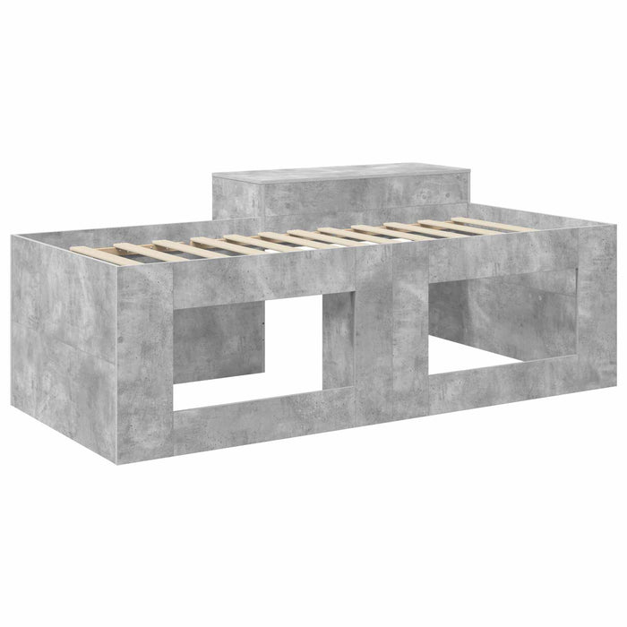 Cadru de Pat Înalț pentru Copii cu Birou Gri Beton 75 x 190 cm - WALTI WALTI