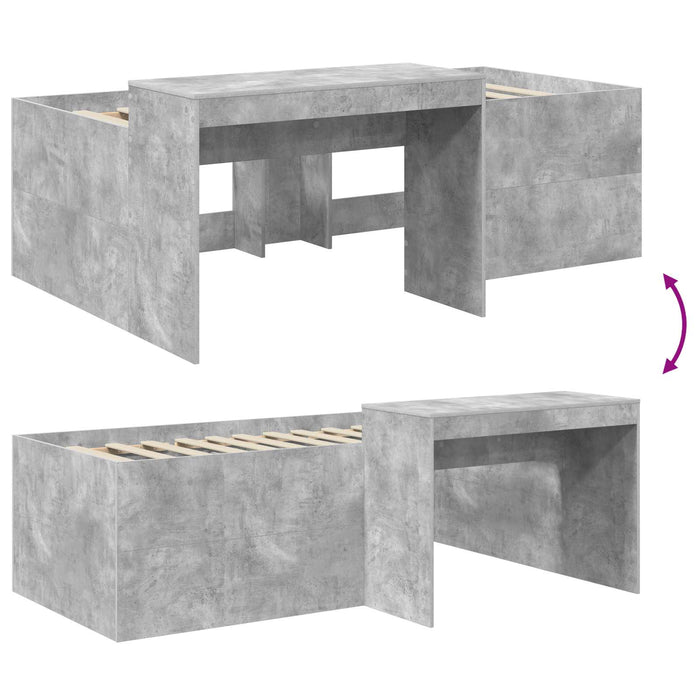 Cadru de Pat Înalț pentru Copii cu Birou Gri Beton 75 x 190 cm - WALTI WALTI