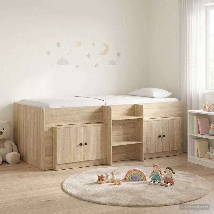 Cadru de pat loft cu sertar 3 buc. Stejar Sonoma Lemn compozit WALTI
