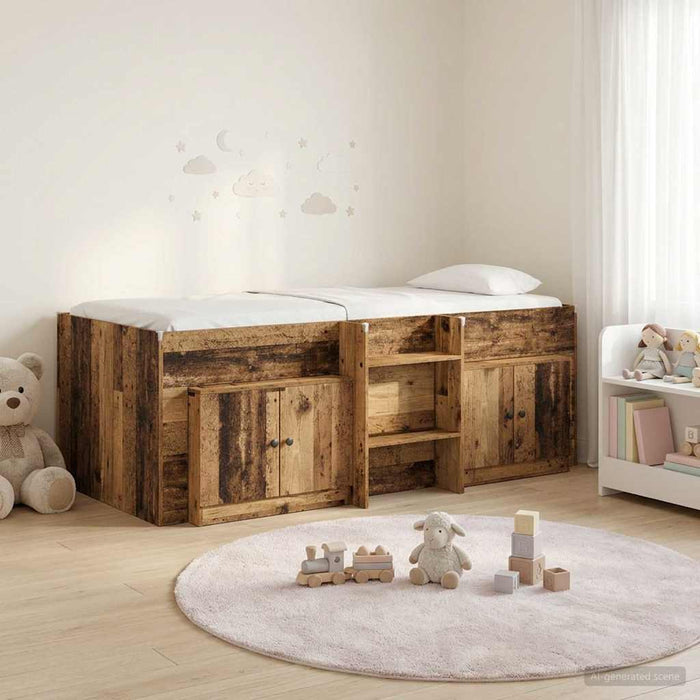 Cadru de pat loft cu sertar 3 buc. Lemn vechi Lemn compozit - WALTI WALTI