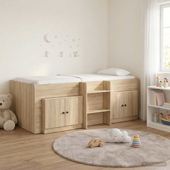 Cadru pat loft cu dulap 3 buc. Stejar Sonoma Lemn compozit - WALTI WALTI