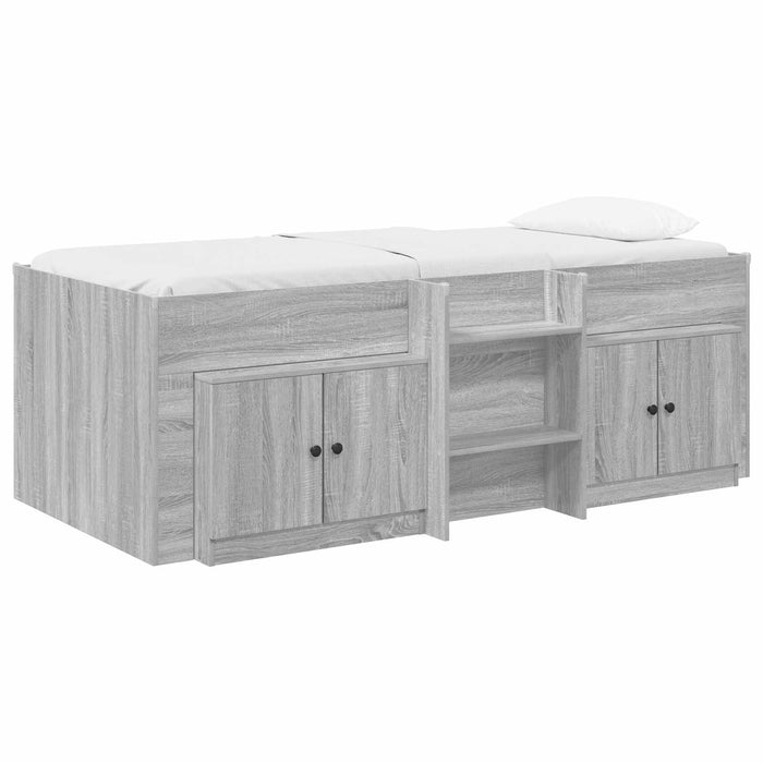 Cadru pat loft cu dulap cu ușă 3 buc. Sonoma gri Lemn compozit - WALTI WALTI
