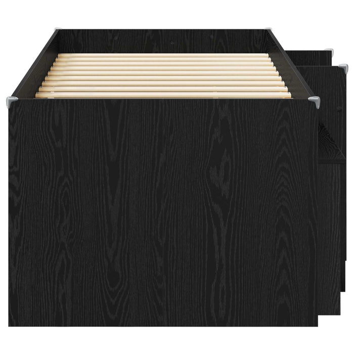Cadru de pat loft cu sertar cu ușă 3 pcs Negru Lemn compozit - WALTI WALTI