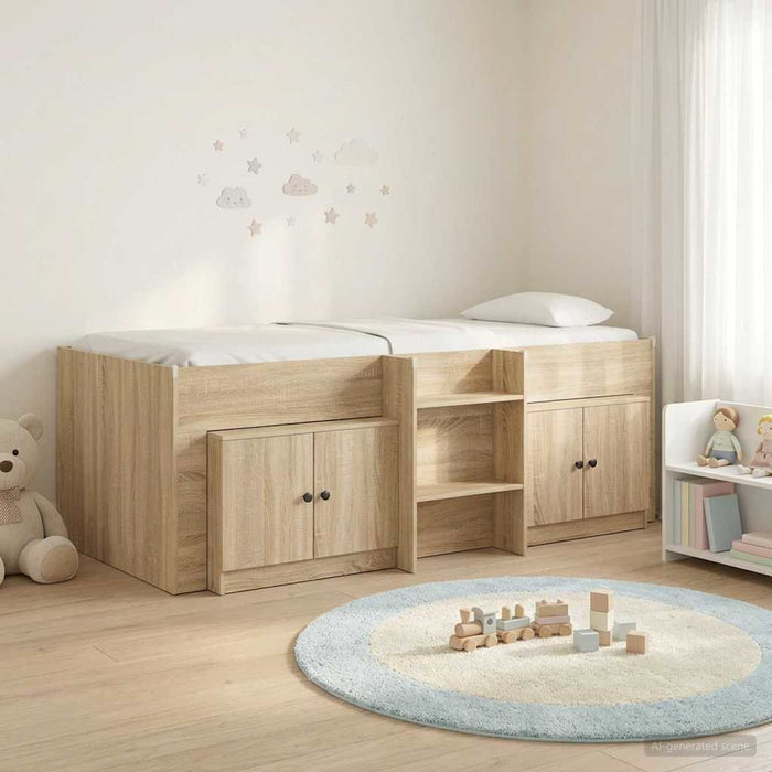 Cadru de pat loft cu sertar 3 buc. Stejar Sonoma Lemn compozit - WALTI WALTI