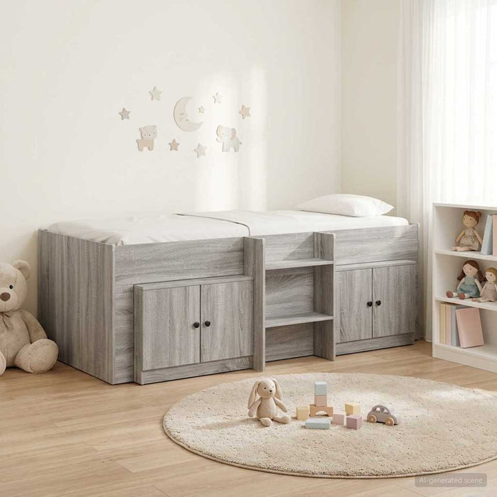 Cadru de pat loft cu sertar 3 buc. Sonoma gri Lemn compozit WALTI