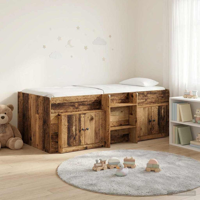 Cadru de pat loft cu sertar 3 buc. Lemn vechi Lemn compozit - WALTI WALTI