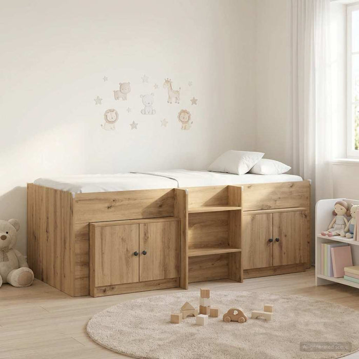 Cadru de pat loft cu sertar cu ușă 3 pcs Stejar Artizanal WALTI