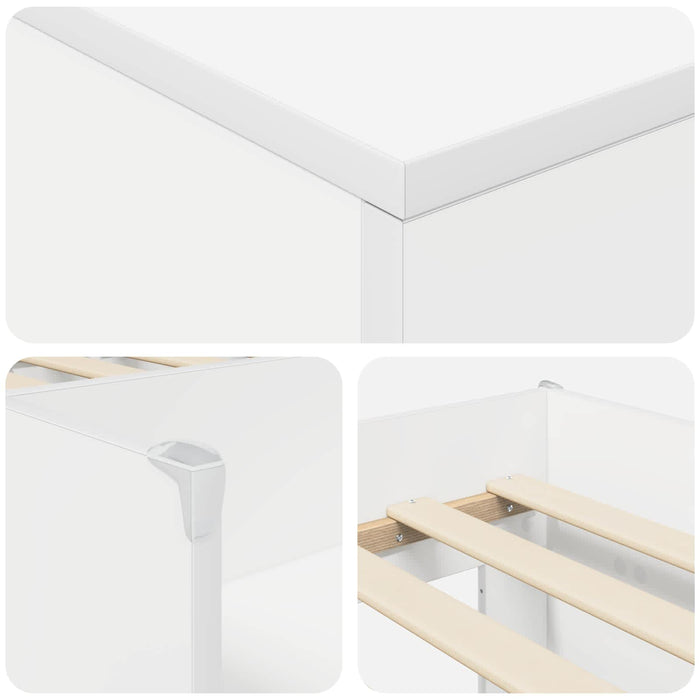 Cadru de pat loft cu sertar cu ușă 3 pcs Alb Lemn compozit - WALTI WALTI