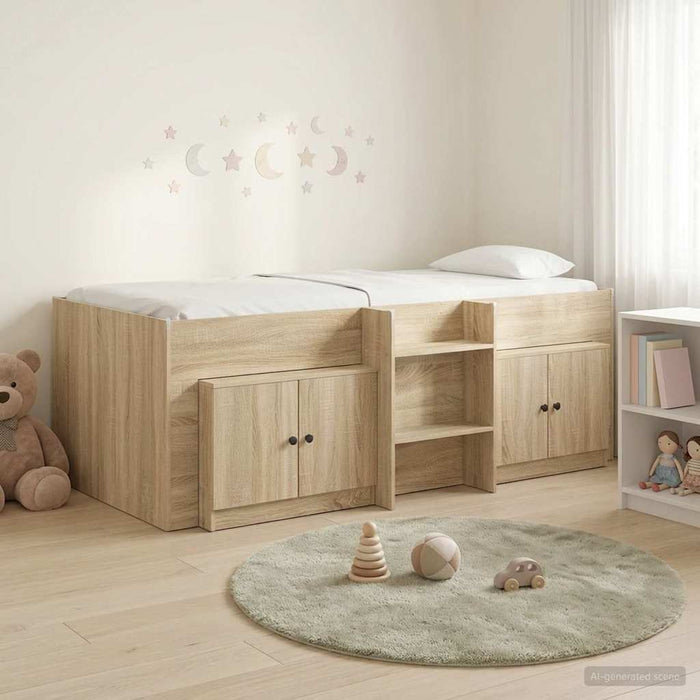 Cadru de pat loft cu sertar 3 buc. Stejar Sonoma Lemn compozit - WALTI WALTI