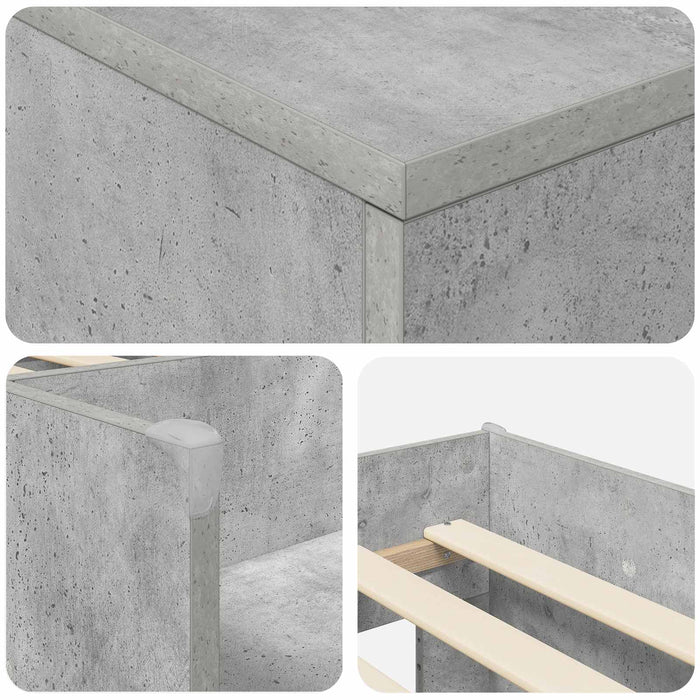 Cadru de pat loft cu sertar 3 buc. Gri Beton Lemn compozit - WALTI WALTI