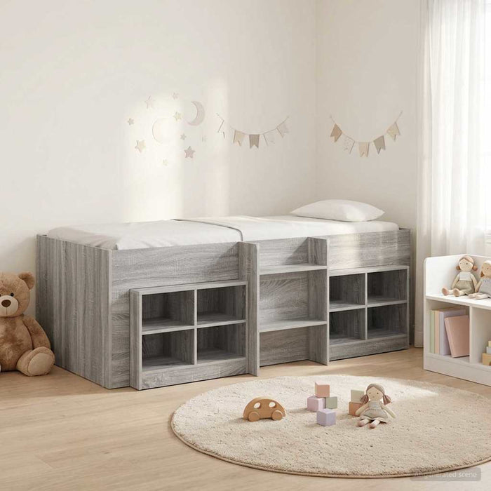 Cadru de pat loft cu sertar 3 buc. Sonoma gri Lemn compozit WALTI