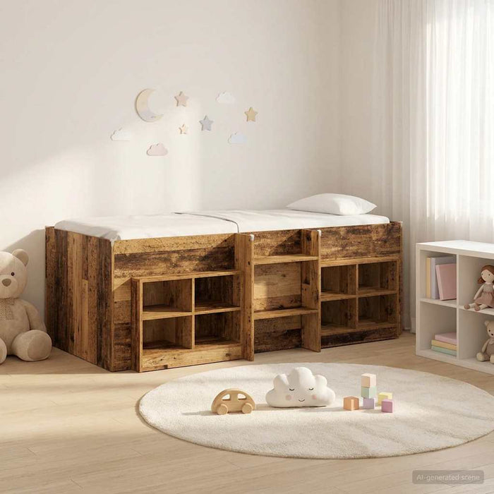 Cadru de pat loft cu sertar 3 buc. Lemn vechi Lemn compozit WALTI