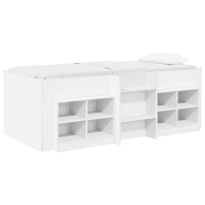 Cadru de pat loft cu sertar cu raft 3 pcs Alb Lemn compozit - WALTI WALTI