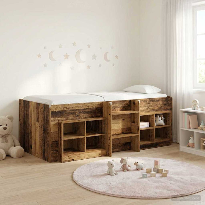 Cadru de pat loft cu sertar 3 buc. Lemn vechi Lemn compozit WALTI