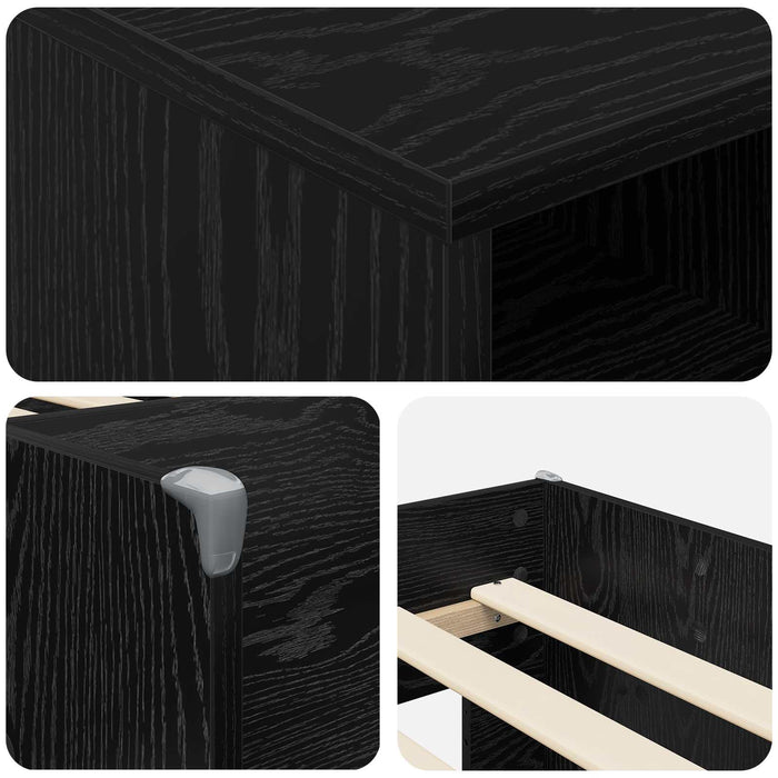Cadru de pat loft cu sertar cu raft 3 buc. Negru Lemn compozit - WALTI WALTI