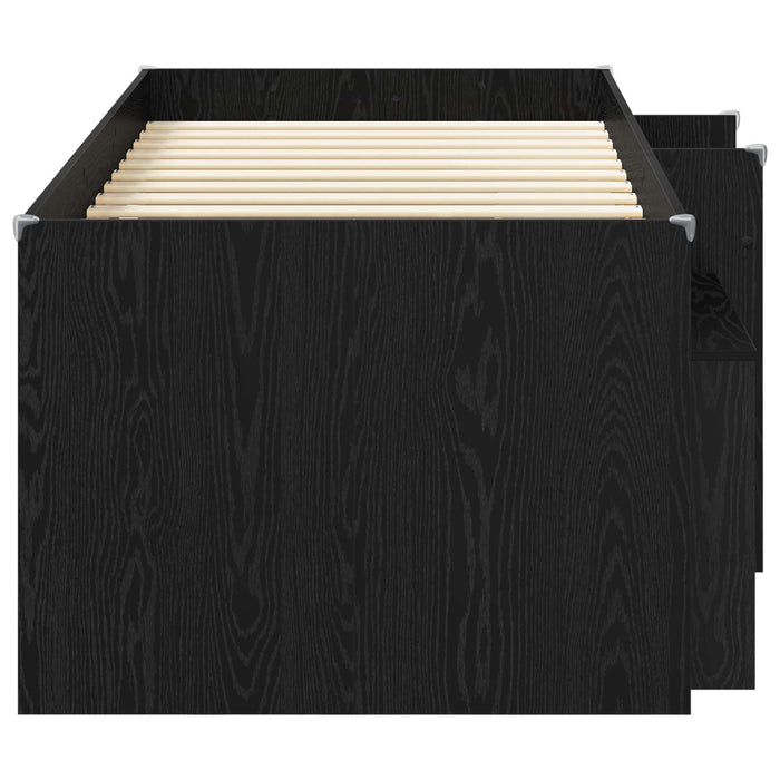 Cadru de pat loft cu sertar cu raft 3 buc. Negru Lemn compozit - WALTI WALTI