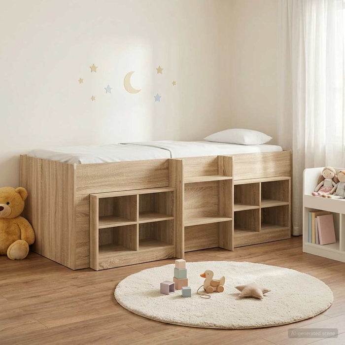 Cadru de pat loft cu sertar 3 buc. Stejar Sonoma Lemn compozit - WALTI WALTI