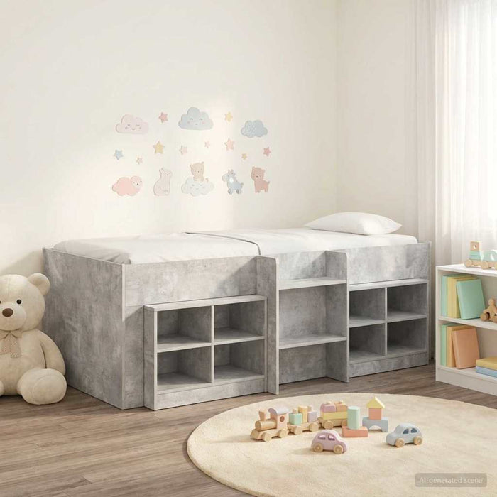 Cadru de pat loft cu sertar 3 buc. Gri Beton Lemn compozit - WALTI WALTI