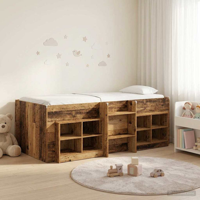 Cadru de pat loft cu sertar 3 buc. Lemn vechi Lemn compozit - WALTI WALTI