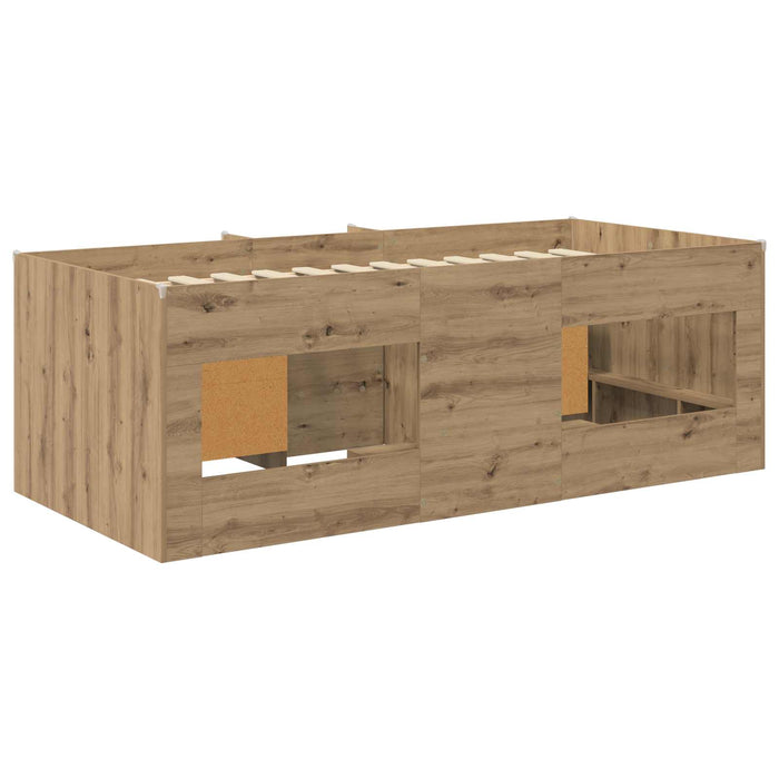 Cadru de pat loft cu sertar cu raft 3 buc. Stejar Artizanal - WALTI WALTI